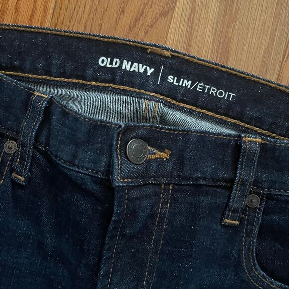 Old Navy Slim Straight Denim Jeans Mens 34x32 Blue Casual Basic Minimalist - Picture 4 of 9